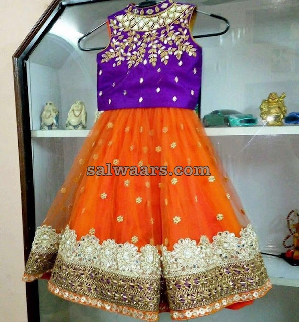 Mirror Blouse Orange Lehenga