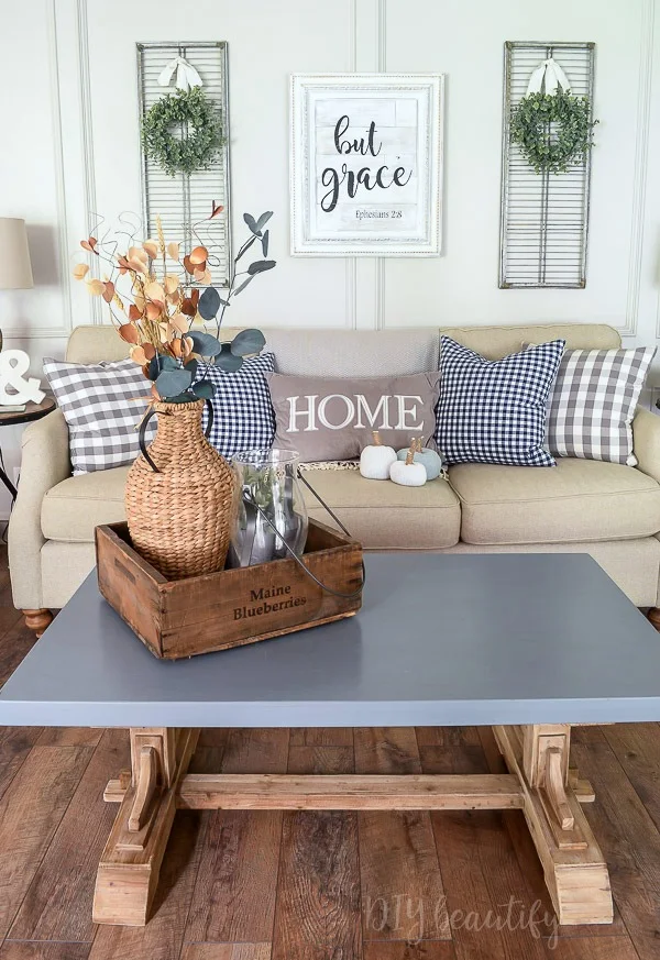 farmhouse fall decor - simple and neutral