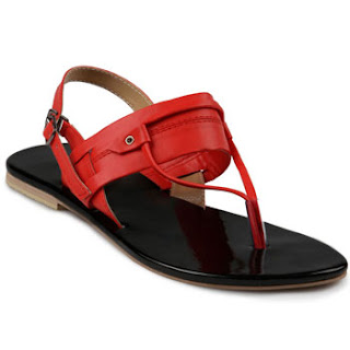 Sandal Kulit Wanita Model Japit Flat Tolliver Warna Merah