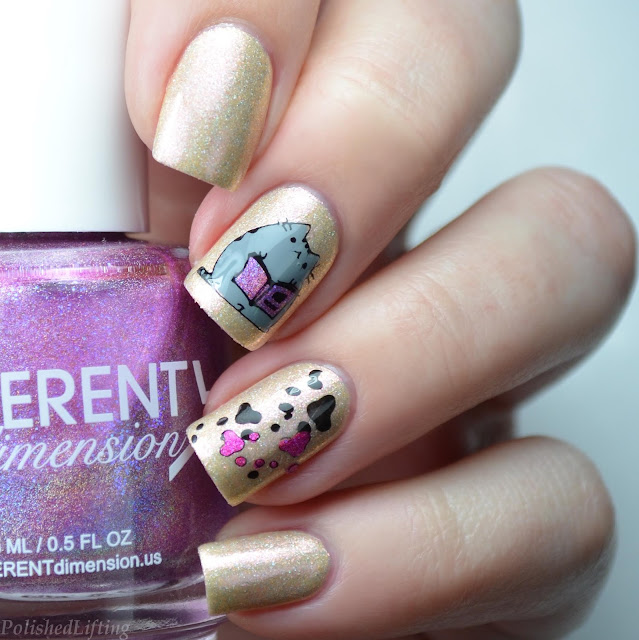 pusheen cat nail art