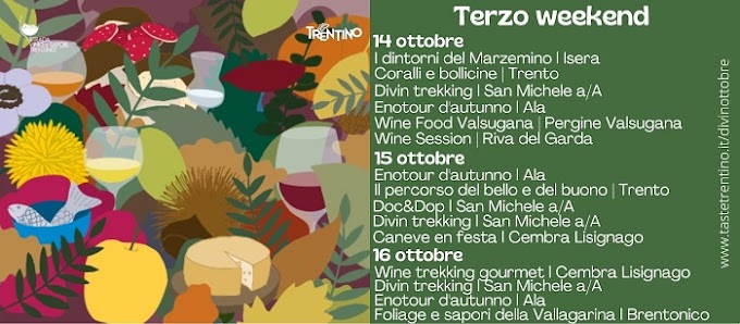 Trentino: continuano gli eventi enogastronomici d'autunno con "DiVin Ottobre"