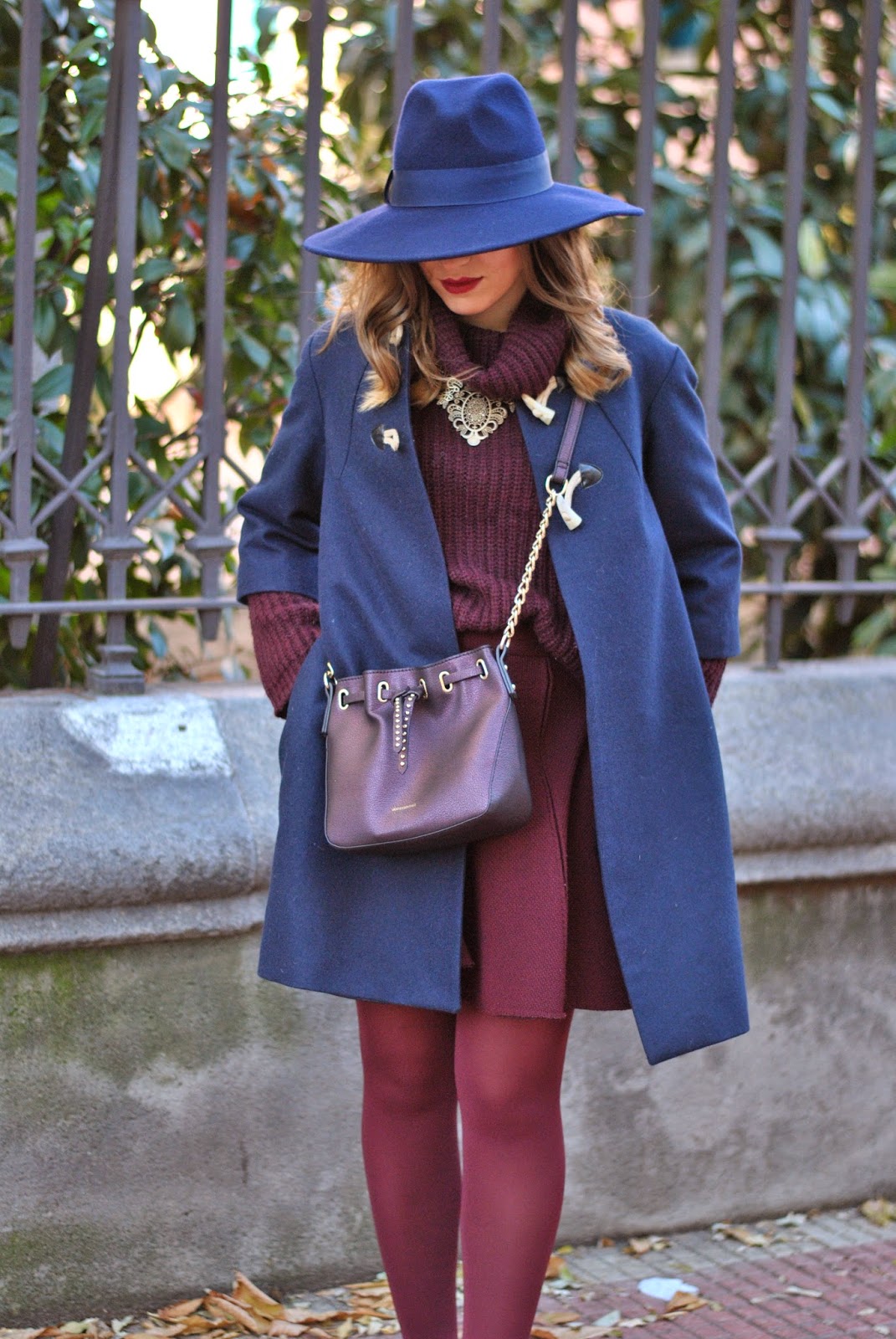 Burgundy and Blue