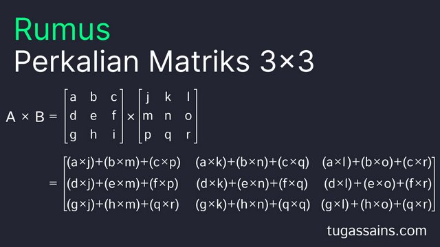 Rumus Perkalian Matriks 3x3