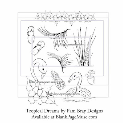 http://blankpagemuse.com/tropical-dreams-flowers-flamingo-umbrella-beverage-cup-red-rubber-stamp-set-pam-bray-designs-pb008/