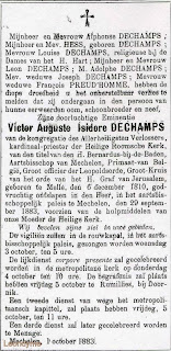 Overlijdensbericht uit de Gazette van Brugge van 06-10-1883