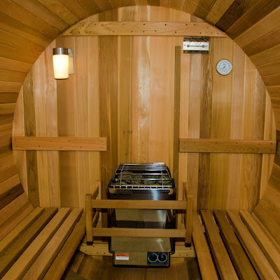 Almost Heaven Saunas Vienna Canopy Barrel Sauna