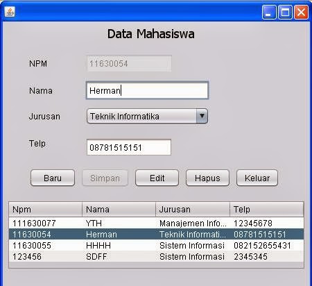 Program input data ke tabel dengan netbeans ~ Belajar 