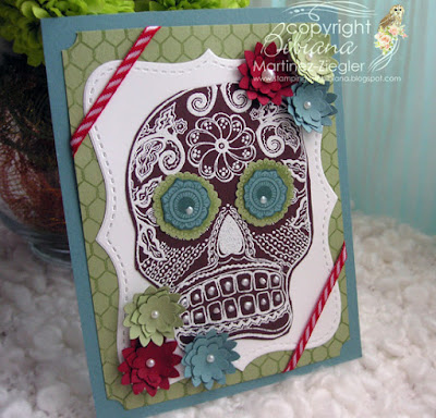 day of the dead card front skull