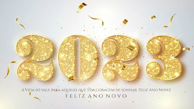 Feliz Ano Novo 2023 Números 3d Dourados Com Frases