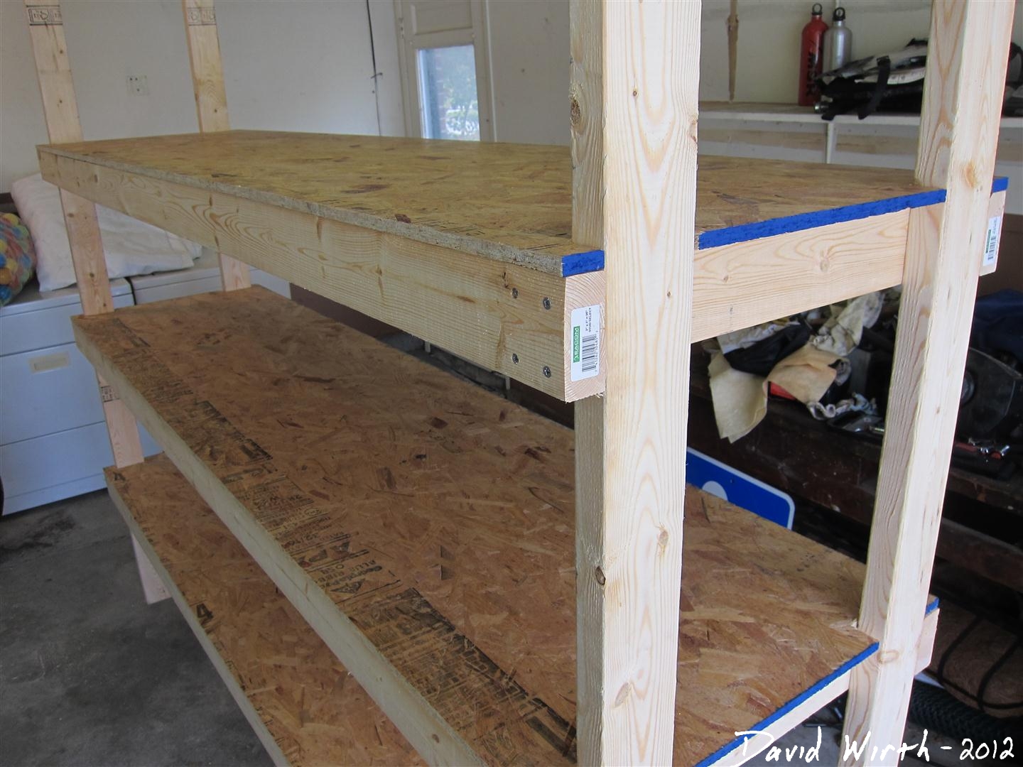 wood shelf, garage, organize, heavy duty, strong, 2x4 shelf