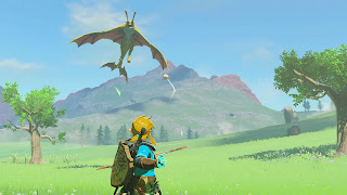 Link fighting the new flying enemy with a bow and spherical homing arrow