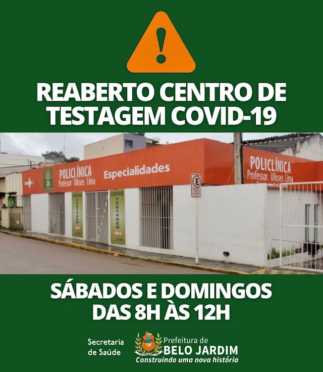 Secretaria de Saúde de Belo Jardim reabre Centro de Testagem da Covid-19