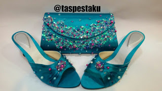 Set Match Tas Pesta Clutch Bag Biru Tosca Pink Fanta