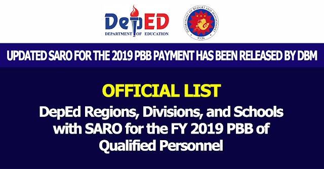 UPDATED SARO for the 2019 PBB payment has been released by DBM