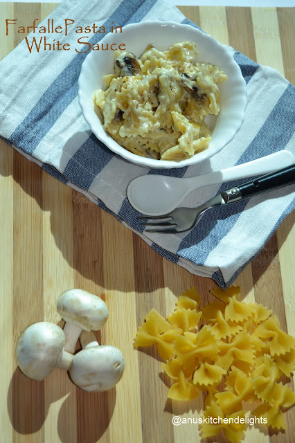 Farfalle pasta in white sauce