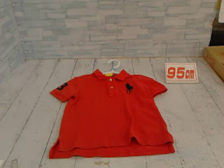 中古品　子供服　９５ｃｍ　POLO　レッド　半袖シャツ　９９０円