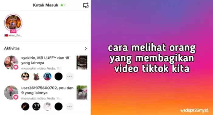 cara melihat orang yang membagikan video tiktok kita