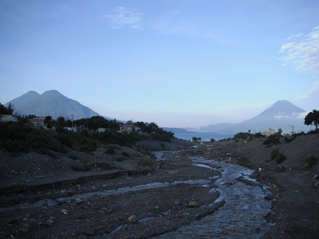 Lake Atitlan Guatemala volcanoes river morning