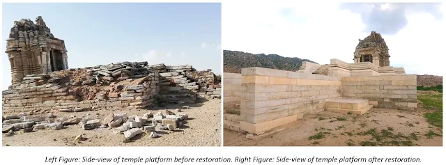 Before and After restoration of Pooni Jain temple