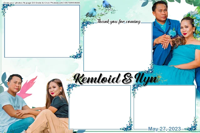 Simple Wedding blue floral photo booth layout design