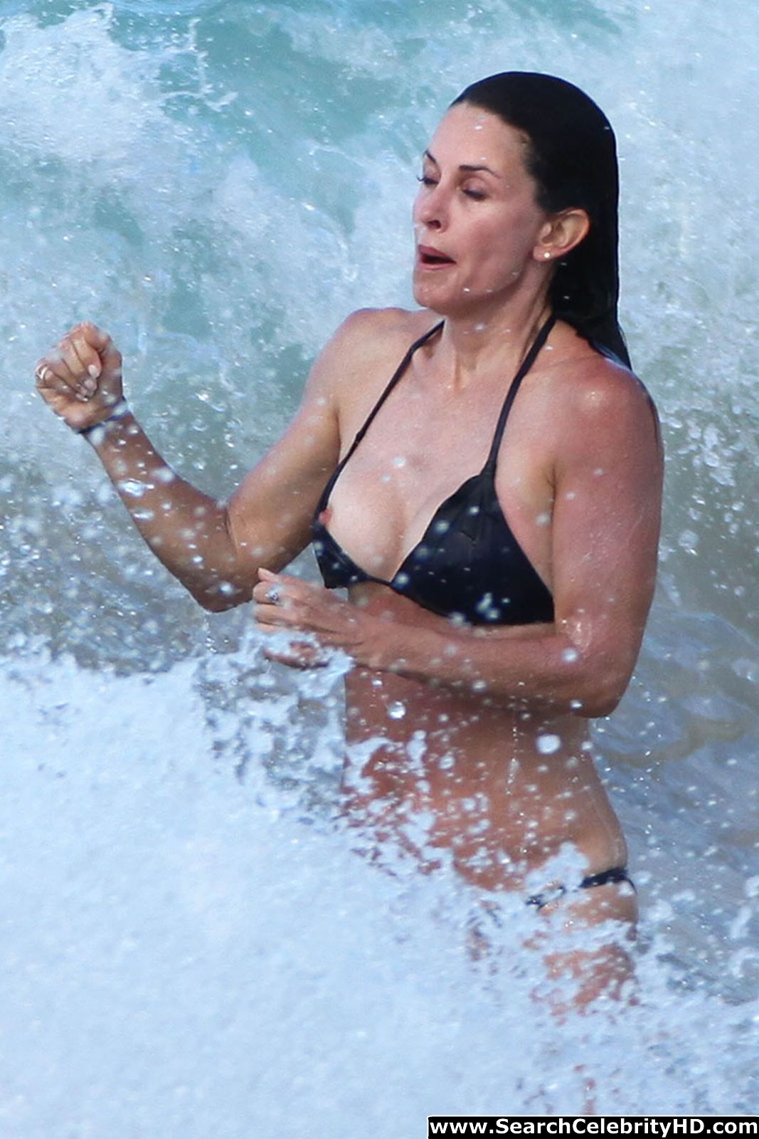 Courtney Cox Nipple Slip In St Barts While Frolicking In The