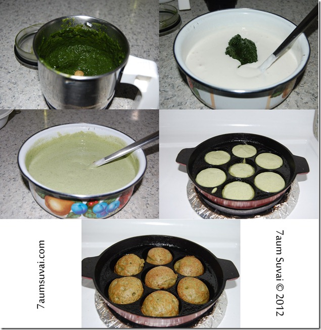Spinach paniyaram process