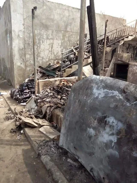 Photos: Fire destroys goods and property worth over N100 million naira at Lagos International Trade complex