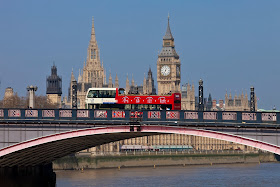 The Original Tour bus crossing the Thames