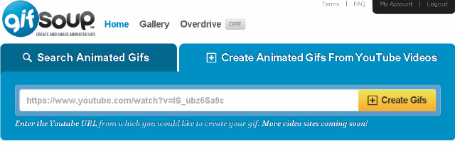 Crear un gif desde el portal vídeo YouTube con Gif Soup
