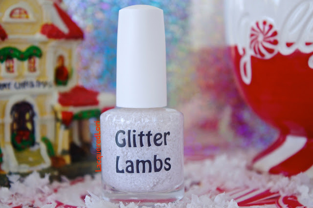 Christmas custom handmade indie nail lacquer. White glitter topper nail polish for the holiday season for your nails.