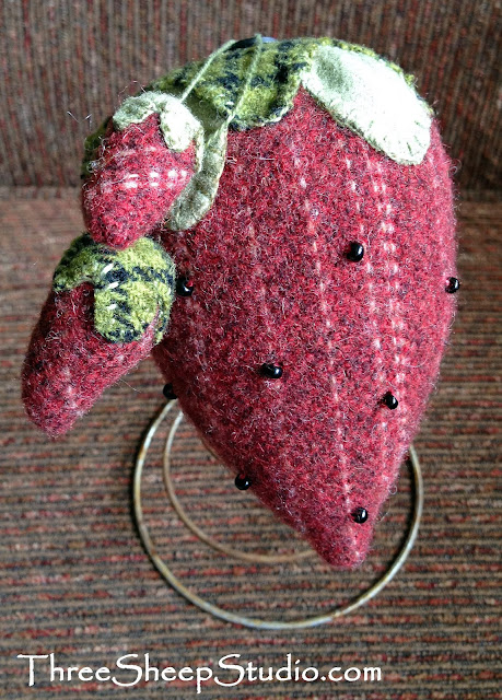 Red Wool Strawberries by Rose Clay at ThreeSheepStudio.com