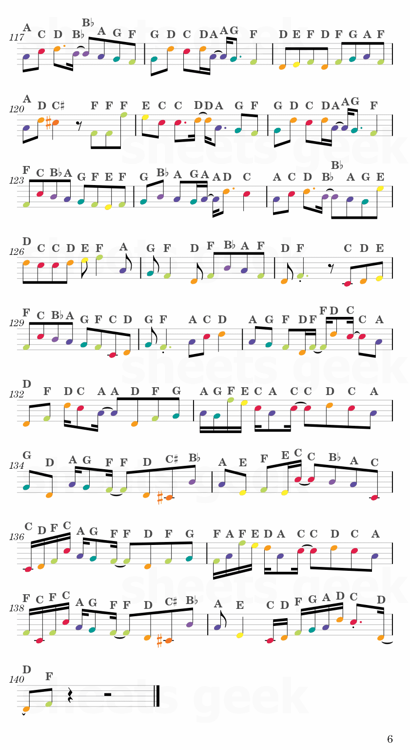 Racing into the Night - Yoasobi Easy Sheet Music Free for piano, keyboard, flute, violin, sax, cello page 6