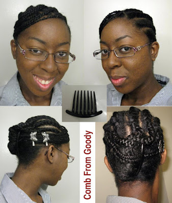 Twisted bang + front flat twists + french roll in the back = Cute, 