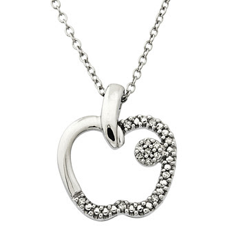 Designer Diamond Apple Pendant in White Gold