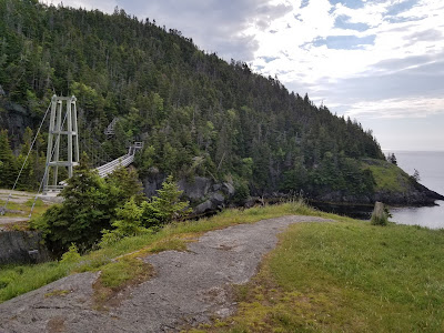 La Manche Provincial Park bridge and coastline in Newfoundland