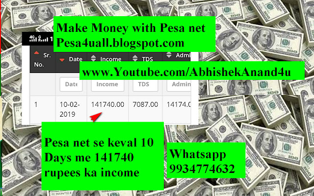 Pesa net company se keval 10 days me 141740 rupees ka income | Pesa net payment proof of 141740 rupees in February 2019 | Pesa net payment proof bank payment