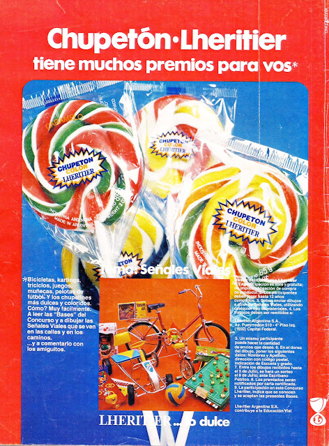 Lheritier, publicidades, chupetines, golosinas, Revista Billiken, decada del 80, 1980