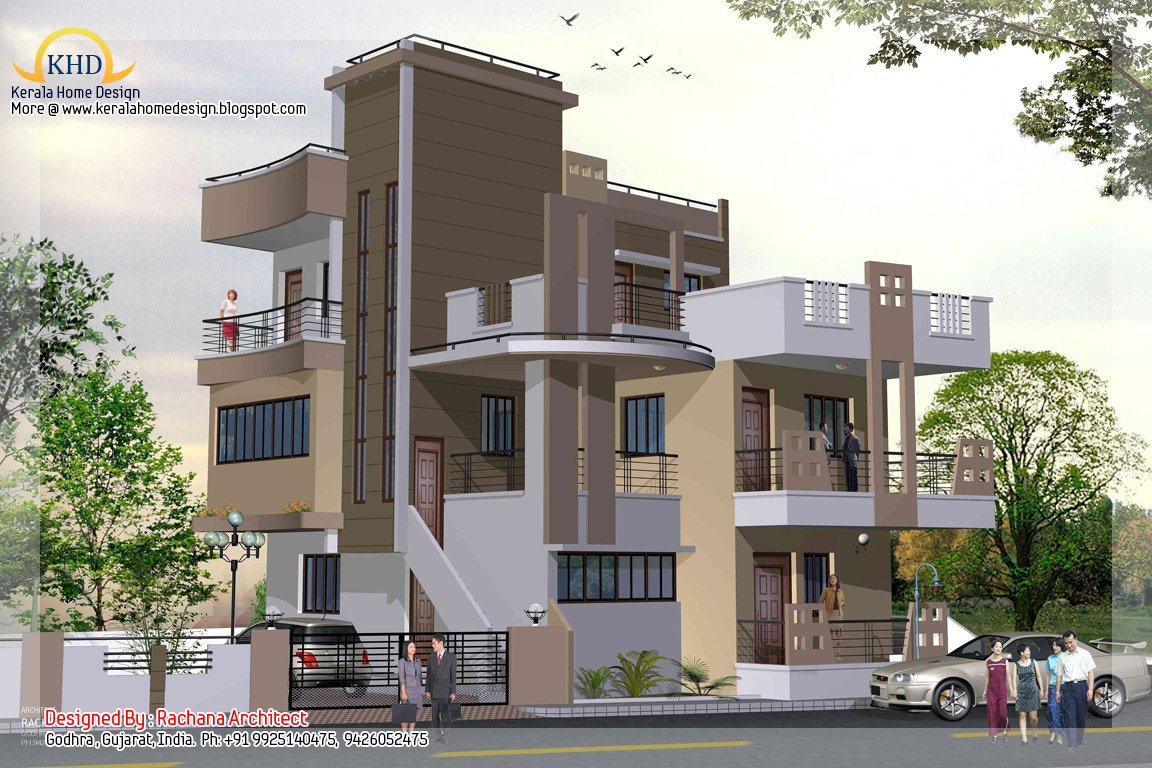  3  Story  House  Plan  and Elevation 2670 Sq Ft Kerala 