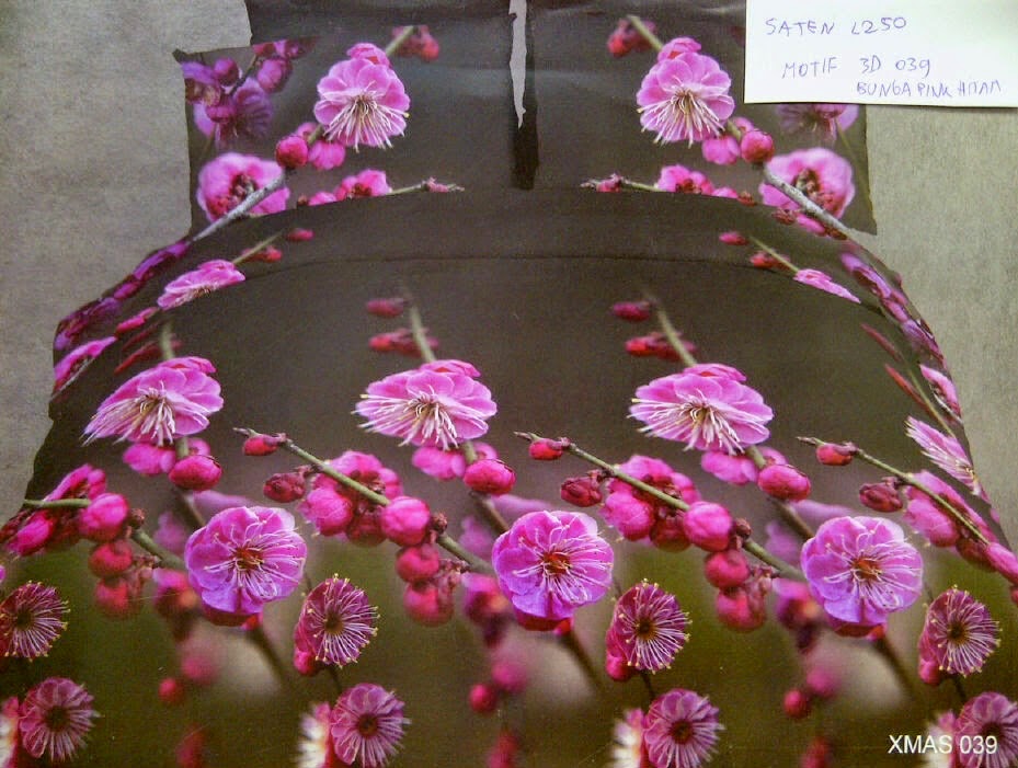 Sprei Jepang 3D Motif Bunga Pink Hitam