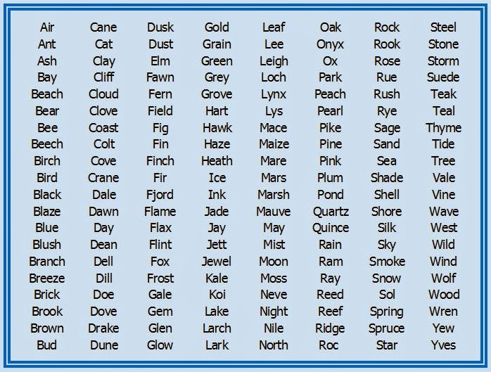 One Syllable Nature Word Names - Colt, Sage & Onyx