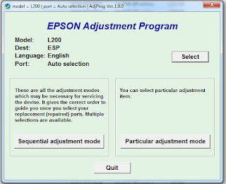 Resetter Epson L200 Adjustment Program