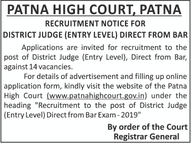 14 Posts of District Judge (Entry Level) - Patna High Court