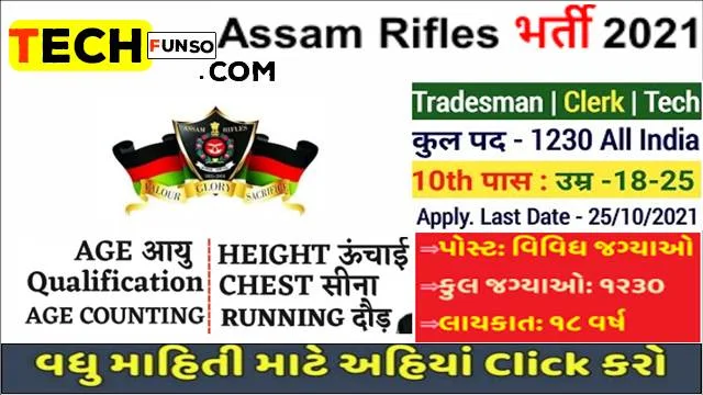 Assam Rifle Recruitment 2021 Apply online For 1230 Post