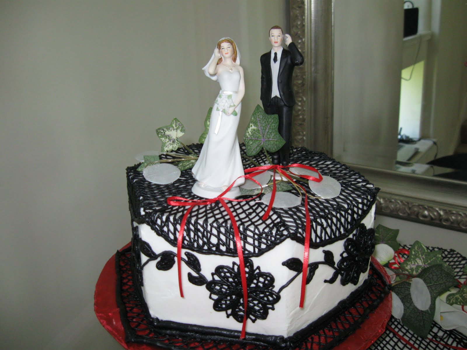 Black, white and red wedding