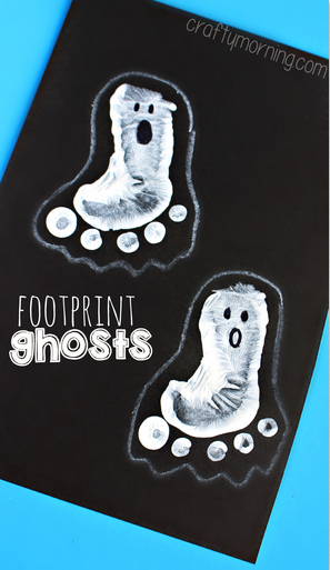 mother's day flower pot craft ideas Halloween Footprint Ghost Craft for Kids | 297 x 513