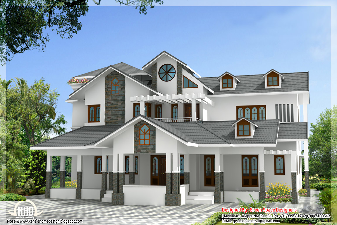  Vastu  based Indian  home  design with 3 balconies Kerala 