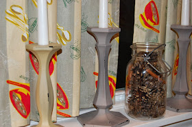 painting glass, painting candlesticks, chippy candlesticks, distressed candlesticks