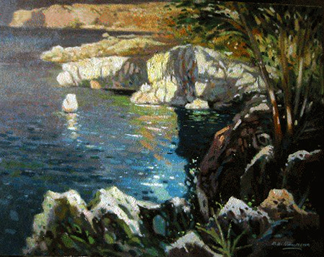 Enrique Angel Bertran Messa, Cala Deiá, Paisaje de Mallorca, Mallorca en Pintura, Mallorca Pintada, Vista de Mallorca, Paisajes de Mallorca, Mallorca en Pintura, Montañas de Mallorca, Cala Mallorquín, Costa Mallorquina, Acantilados de  Mallorca