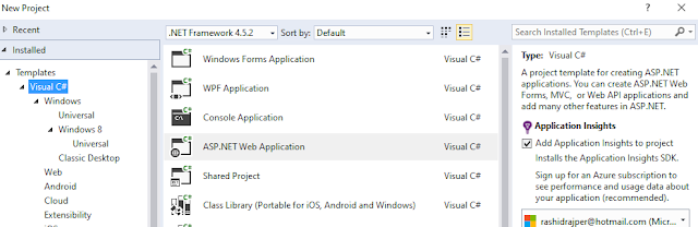 visual studio types of projects udder c# template