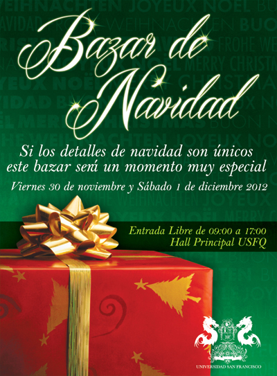 Encuentra los mejores regalos y detalles en nuestro tradicional Bazar de Navidad, viernes 30 y Sábado 1 de 9h00 a 17h00. .